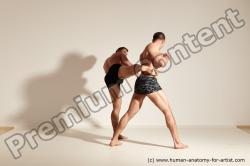 Underwear Fighting Man - Man White Moving poses Muscular Short Brown Dynamic poses Academic